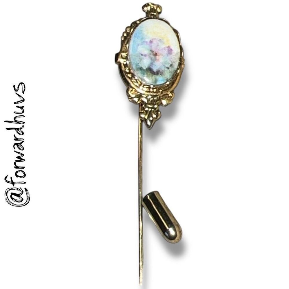 Vintage Gold Tone Hat Pin – Ornate Floral Motif – 2.25” – Good Condition
